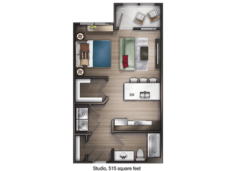 Studio1 bathroom Pryor Floor Plan at Avenue C, Billings, MT, 59102